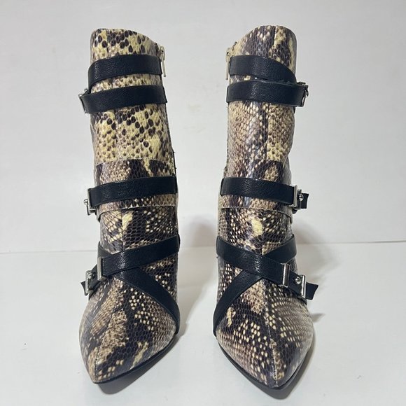 Guess Snake Printed Pointed Toe Stiletto Heel Multi Tone Ankle Boot, Sz 7.5 M - Picture 8 of 16